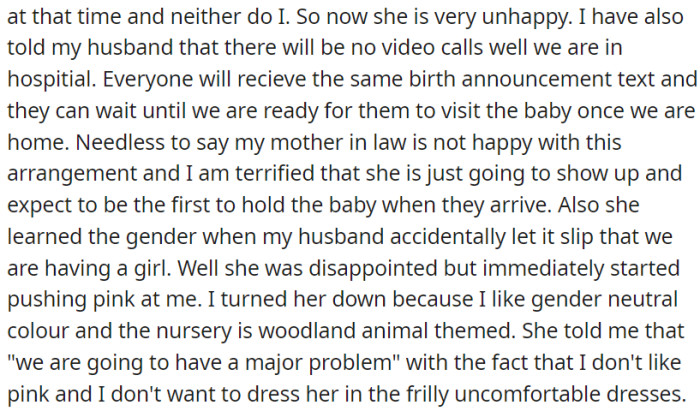 OP has informed her husband that they won't be having video calls while in the hospital, and OP wants visitors to wait until they're ready to welcome them home with the baby.