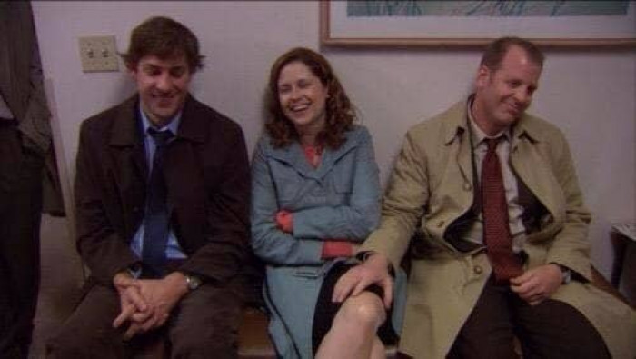 4. One of Toby's most cringeworthy moments was touching Pam's leg.