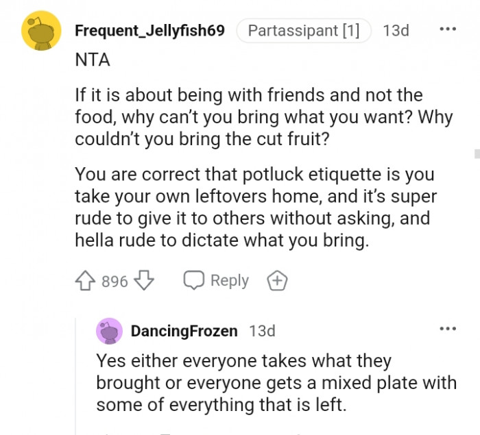 You ought to take your own leftovers home