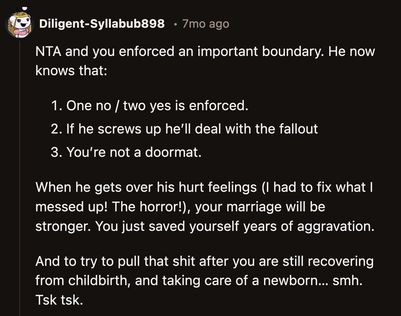 I didn't see an apology anywhere in the post. All I gleaned from it was his determination to blame OP for his unwise decisions.