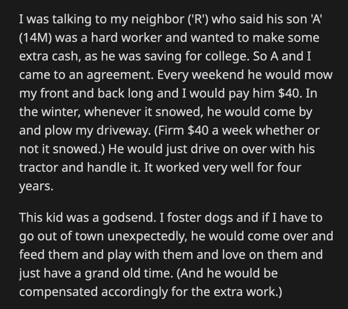 She tucked the check worth $12,000 in the card that she gave to him and thanked him for helping her out all those years