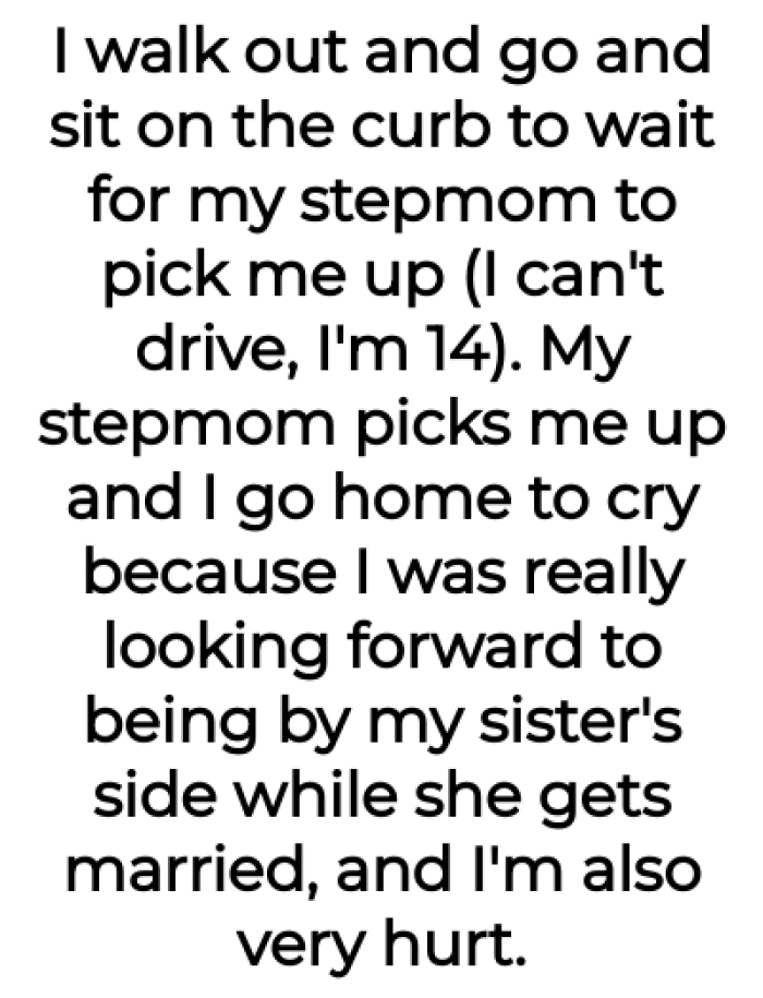 The OP revealed her sister really hurt her: