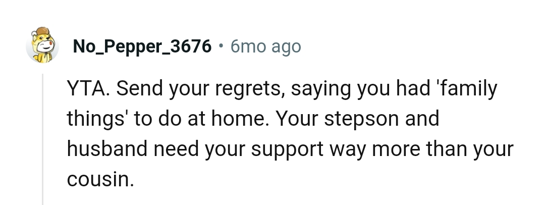 OP's husband and stepson need her support