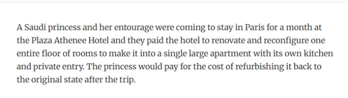 7. Paying to renovate a hotel floor just for your stay, then restoring it afterward