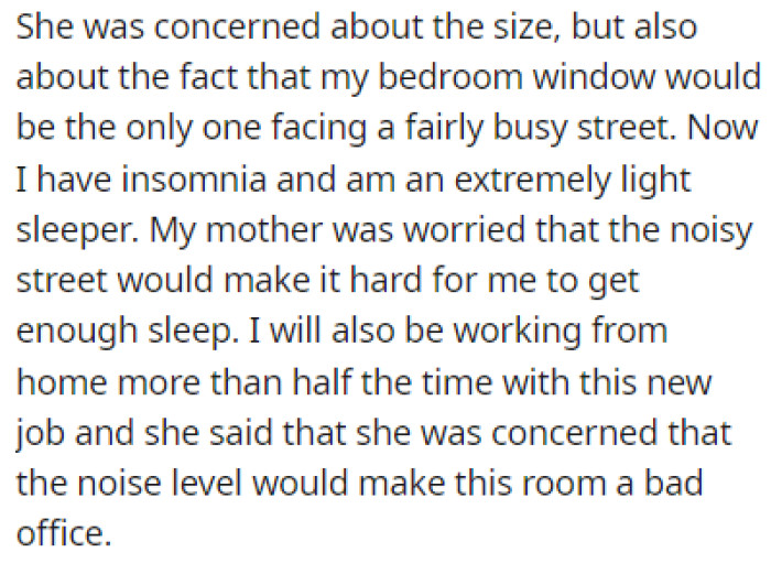 OP's Mother Pointed Out That His Window Facing a Busy Street Would Cause Issues for Him