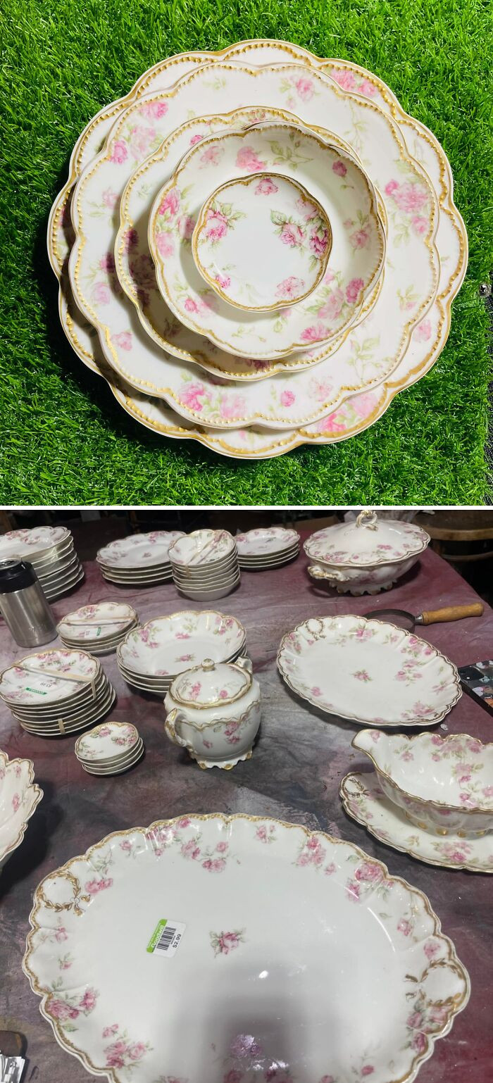 "My Daughter's Thrift Haul From Today. No Idea On Value Or History Of This Set. She Just Fell In Love With It"