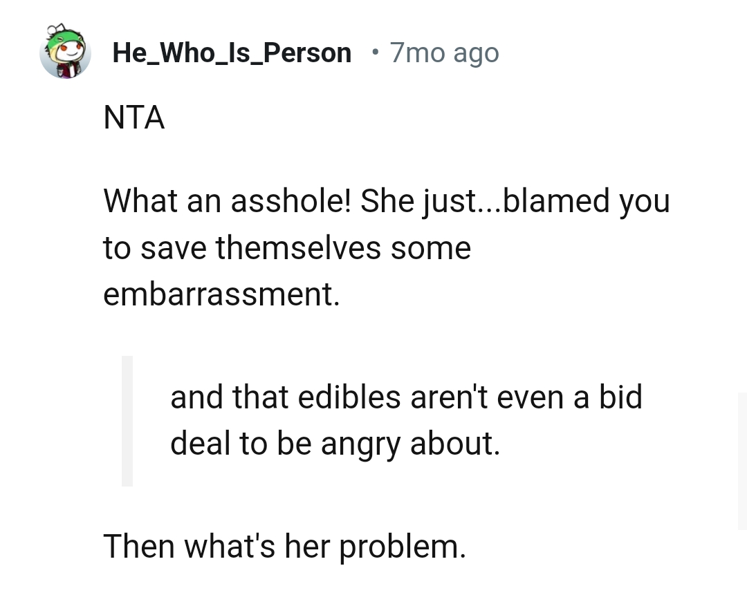 Blaming OP in order to save embarrassment