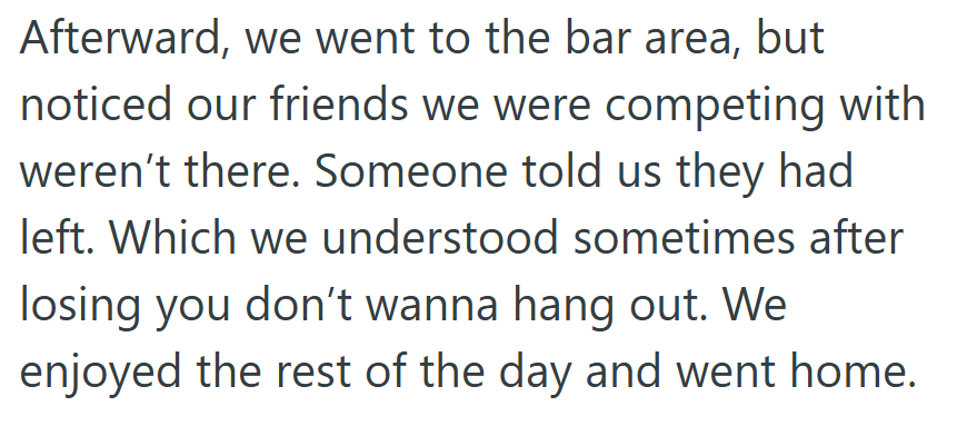 When the match ended, their friends disappeared — no drinks, no goodbyes, just gone.