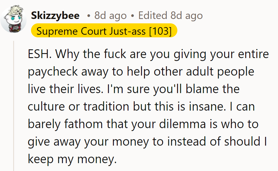 Seems she's caught in a paycheck plot twist! Time for her to star in 'Keeping Up with Her Savings: The Sequel.'