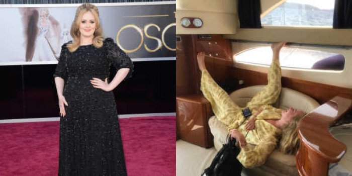 1. Adele says that she works out 