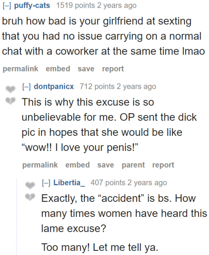 Some Redditors believe that the OP intentionally sent his nude picture.