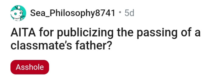 OP kicks off his story and here's the headline