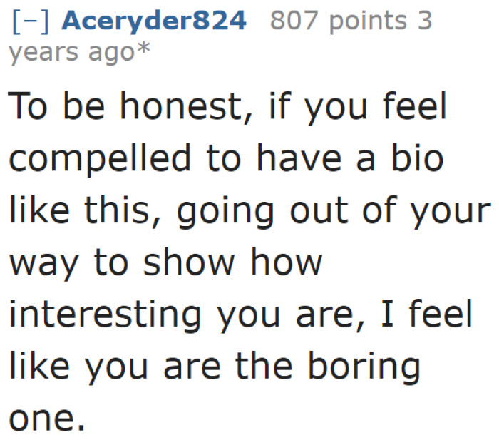 A user thinks she's probably the opposite of the qualities she mentioned.