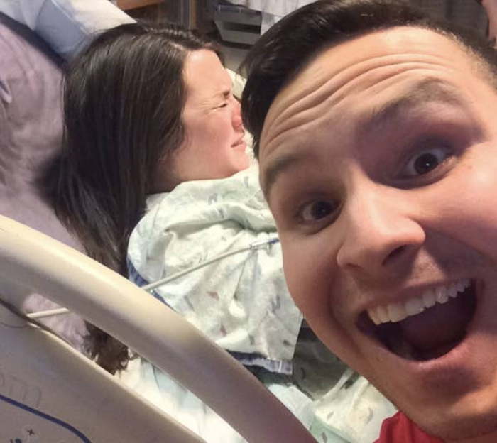 15. And here's the compassionate husband who took a selfie while his wife was giving birth: