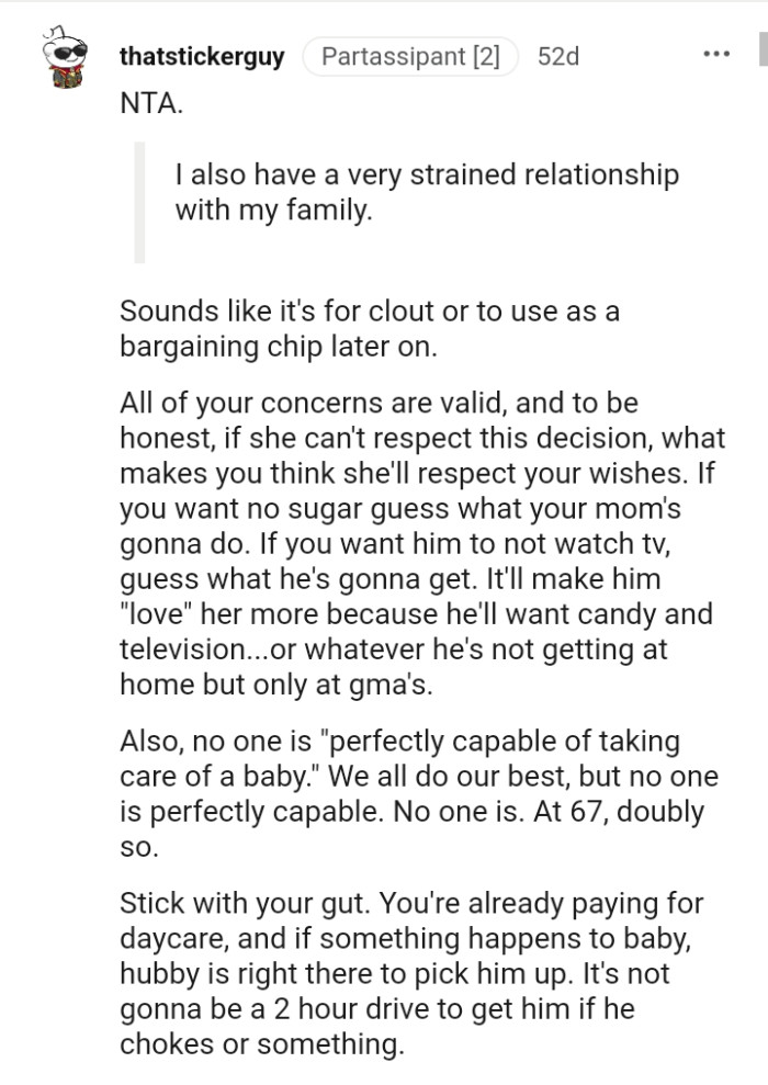 If she cants respect OP's decision, she can't respect her wishes