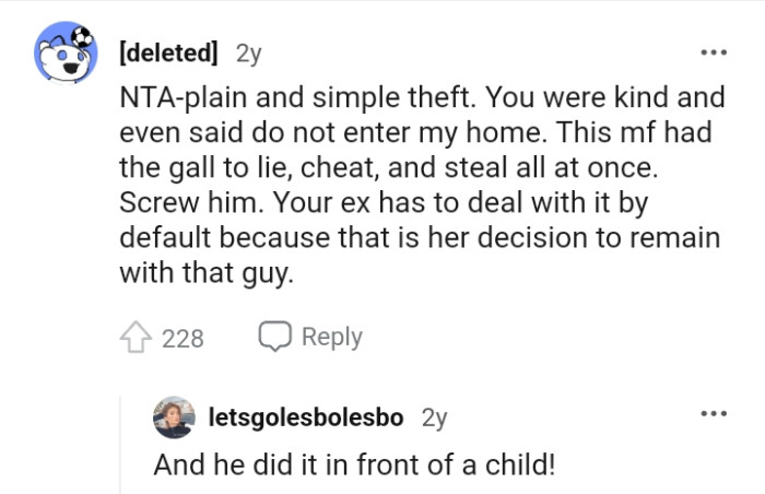 The OP's ex has to deal with it by default