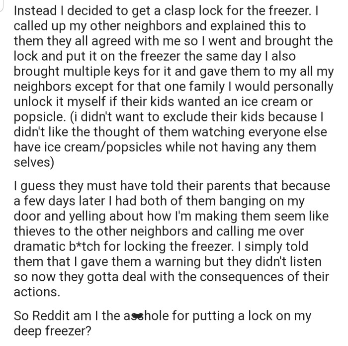 Consequently, OP Decided to Put a Lock on the Deep Freezer