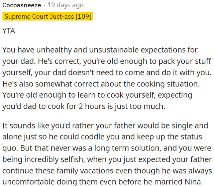 OP's expectations for her dad are unhealthy and unrealistic.