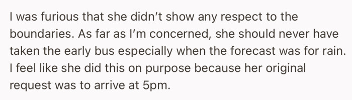 She was upset that her sister couldn’t respect simple boundaries