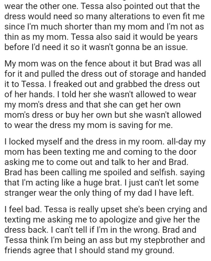OP Just Can't Let Some Stranger Wear the Only Thing of Her Dad She Has Left