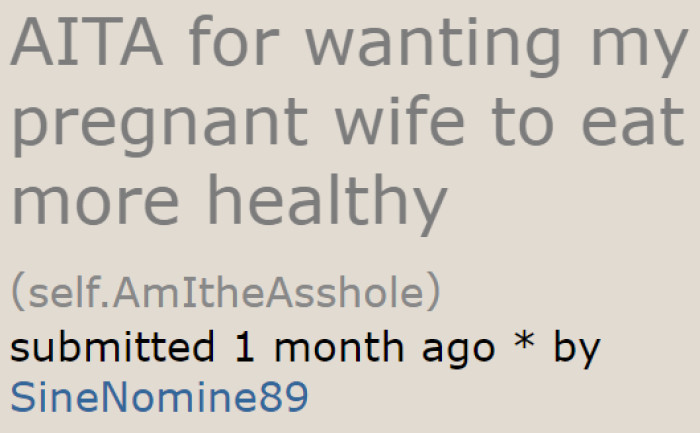 A husband is concerned about his wife's diet.