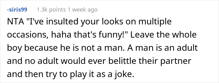 Unfortunately, the original poster married a boy, not a man.