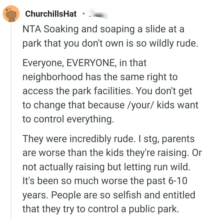 They have the same right to access the park facilities