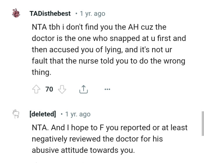 Reviewing the doctor negatively