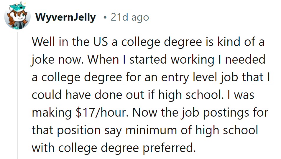 College degree: from must-have to punchline. Times change, eh?