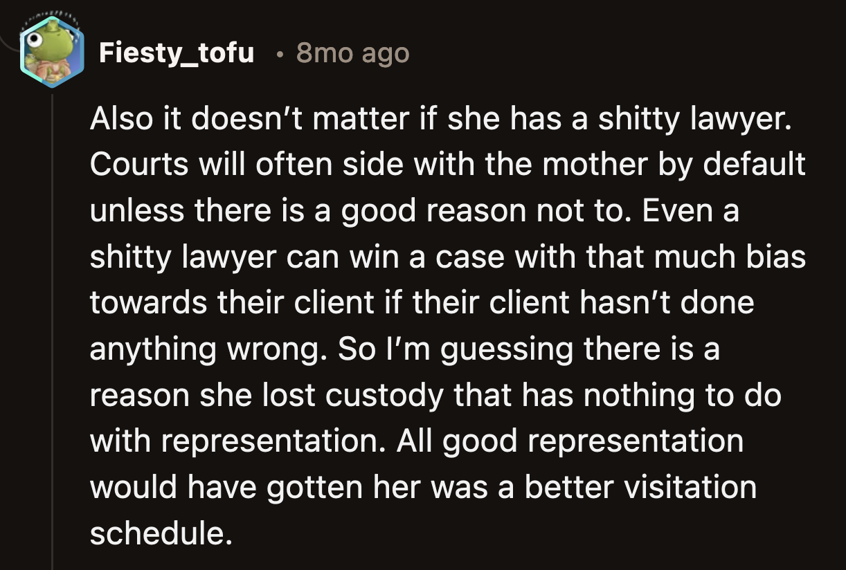 OP's sister-in-law can't be the only top-rated family law attorney her sister could hire.