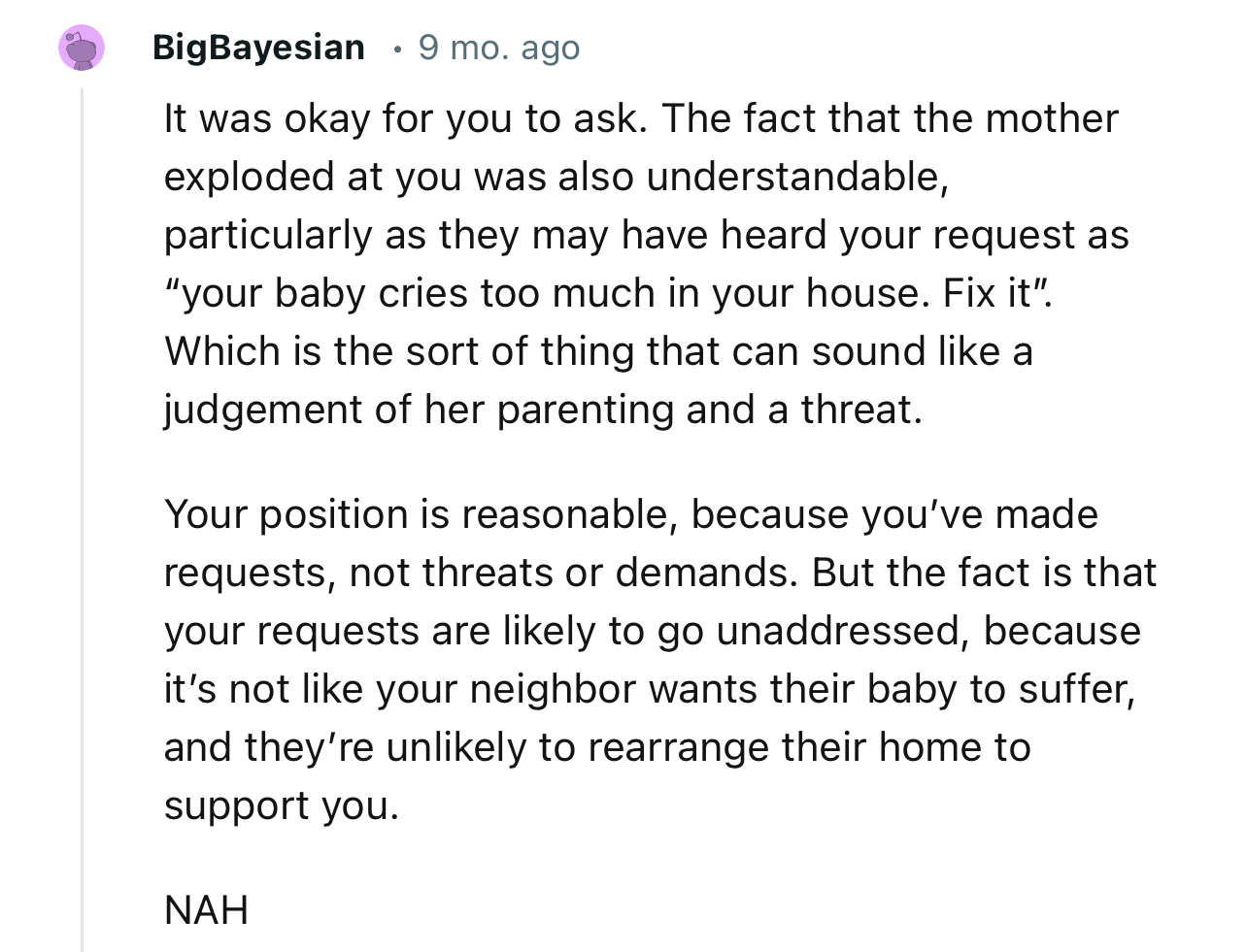 “Your position is reasonable because you’ve made requests, not threats or demands.”