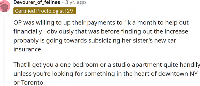 OP was willing to up their payments...