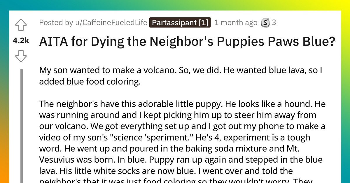 The Poor Woman Was Blamed For Accidentally Dyeing The Neighbor's Puppy's Paws Blue