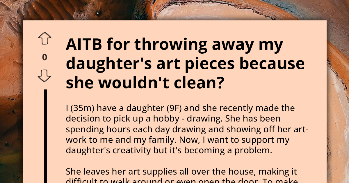 Father Gets Blasted Online For Ripping Daughter's Artworks To Shreds And Confiscating Her Materials Just Because He Went Home To Messy Table