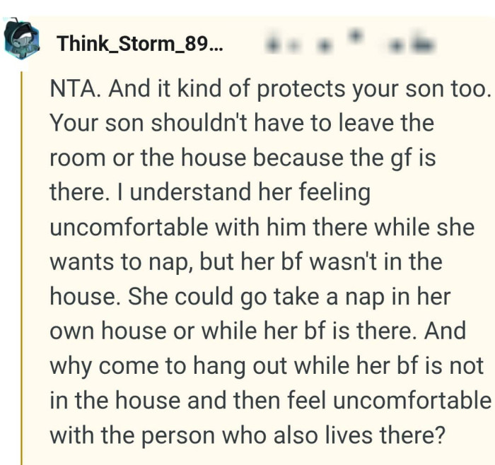 OP's son shouldn't have to leave the room