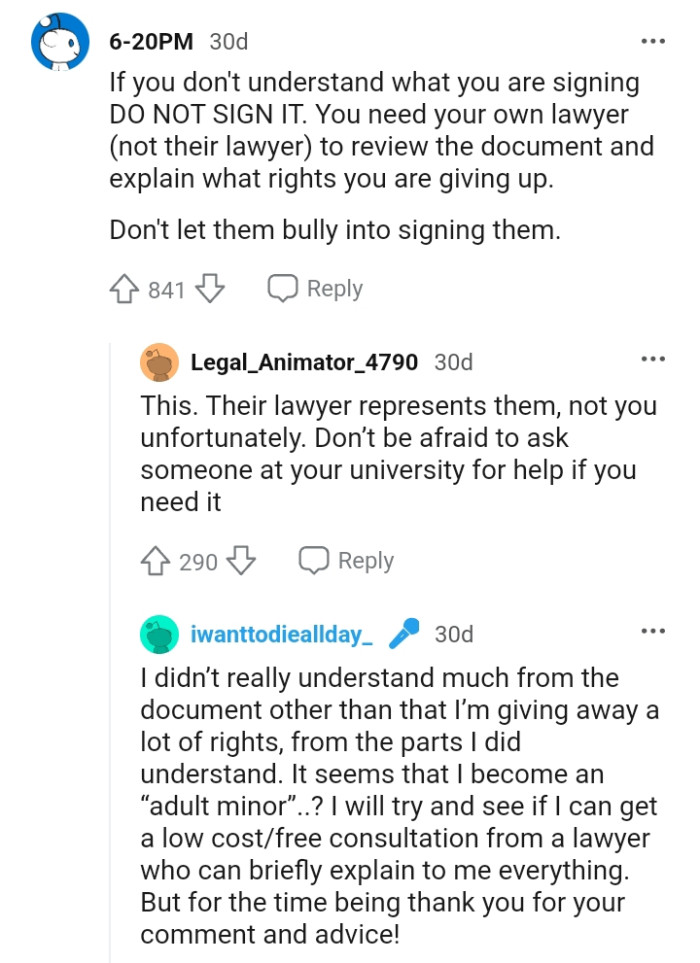 The OP shouldn't let them bully her into signing