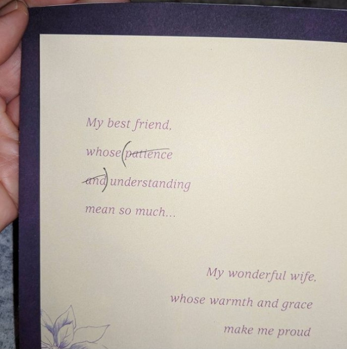 7. When your husband makes a few adjustments to your card before handing it over to you