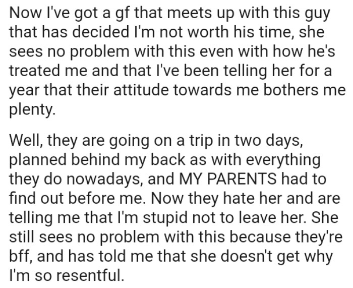 OP Has Been Telling Her for a Year That Their Attitude Towards Him Bothers Him a Lot