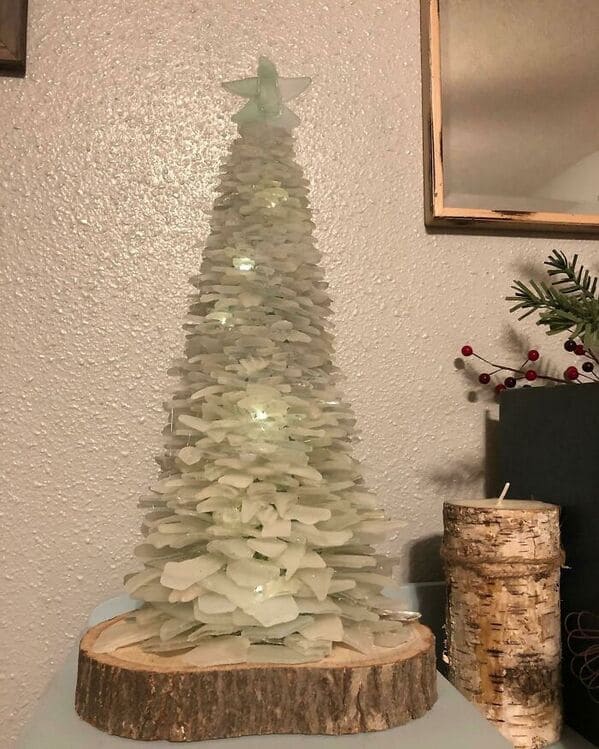 7. “Christmas Tree Created From Local Sea Glass”