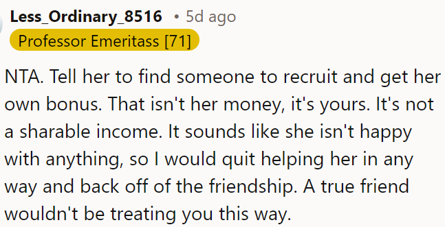 The money is OP's and not a shared income.