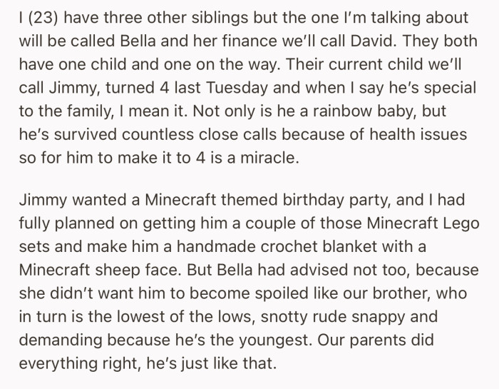 OP wanted to get their nephew a special Minecraft-themed birthday gift on their big day, but their sister warned against it