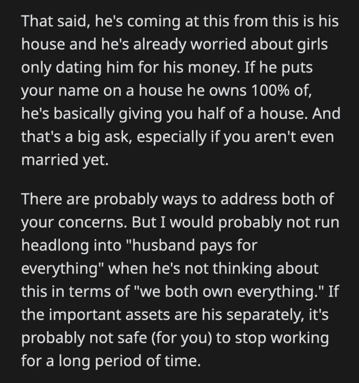 They said there is a way to address both of their concerns but it's important to talk about it maturely. If OP really wants to feel more secure, it is best if she finds a job separate from her boyfriend's company.