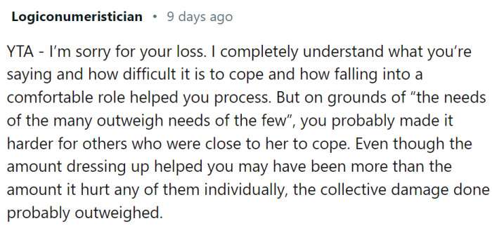 “The needs of the many outweigh the needs of the few”