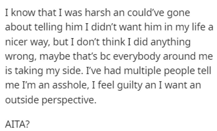 OP feels guilty for what she said, so she turned to Reddit for help