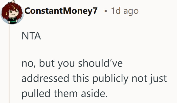 If the promise was made in front of everyone, some feel the correction should have been too.