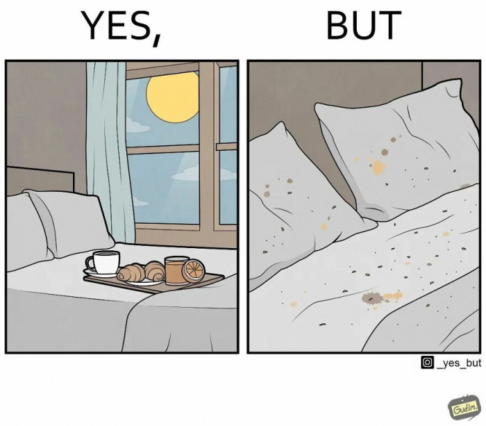 6. The shows and movies never show this side of breakfast in bed.