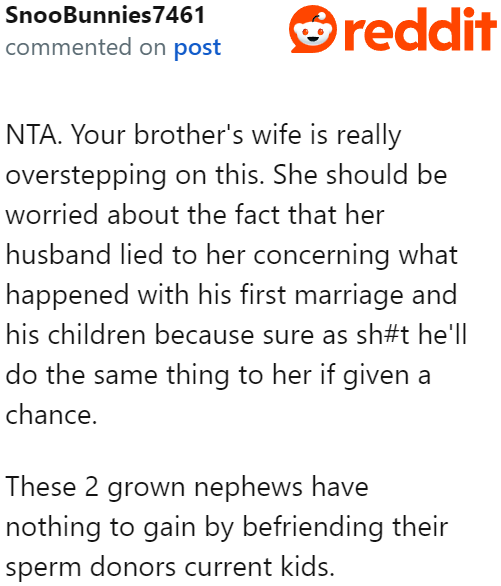 Redditors believe that the sister-in-law is overstepping her boundaries. She's not even considering the repercussions.