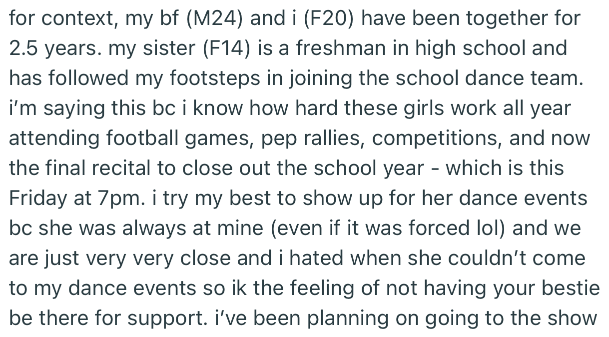 OP and her sister have built a solid relationship and constantly support each other in their different school activities