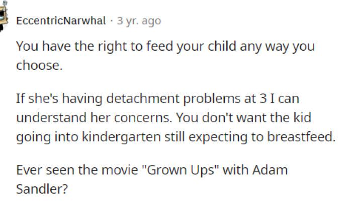 It seems like the only solution might be for her to stop babysitting because she deserves to be able to feed her daughter however she pleases.
