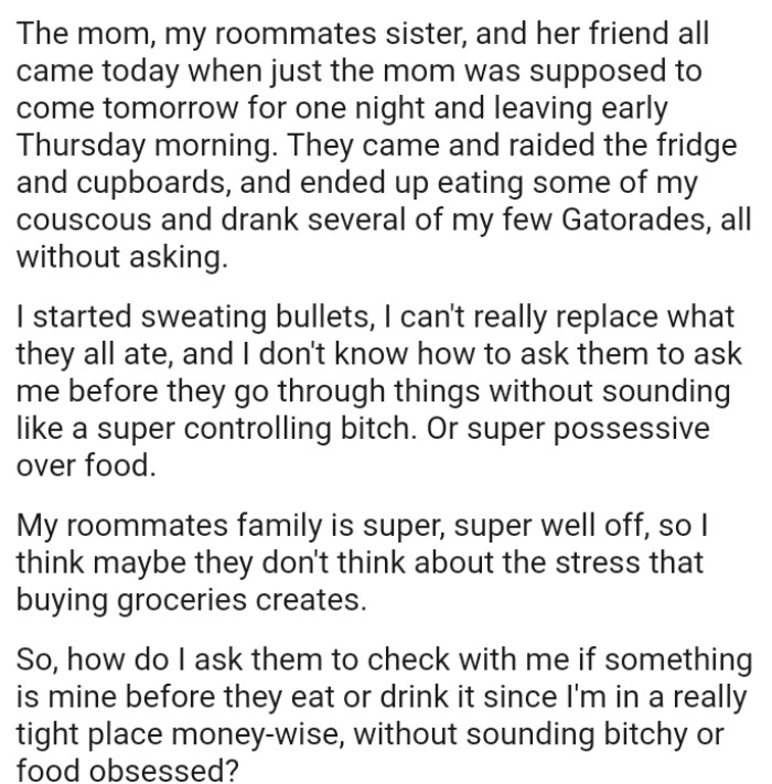 The OP doesn't know how to ask them to ask her before they go through things